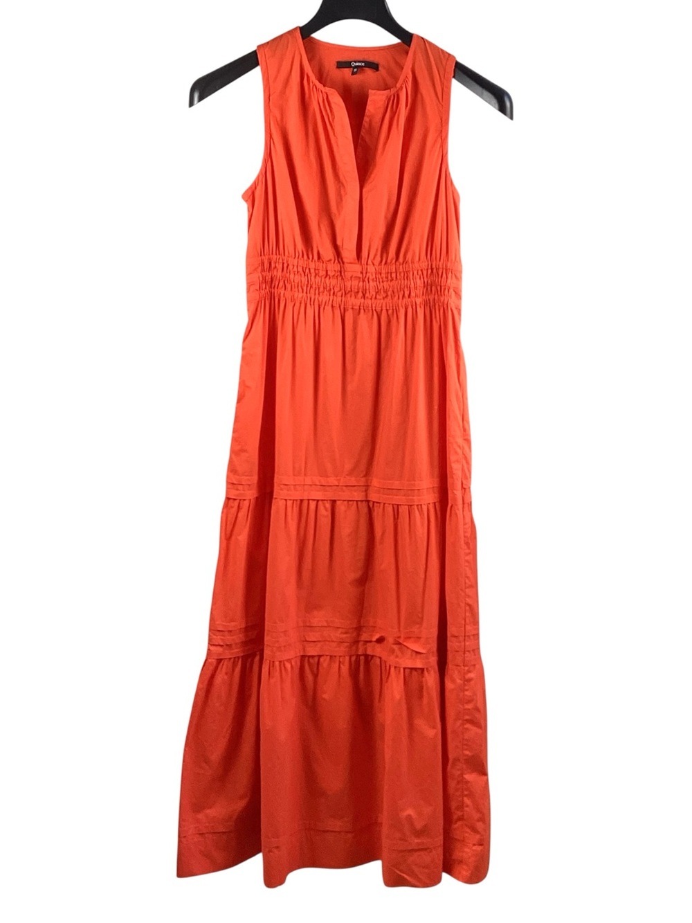Quince Bright Orange Sleeveless Tiered Maxi Dress cotton